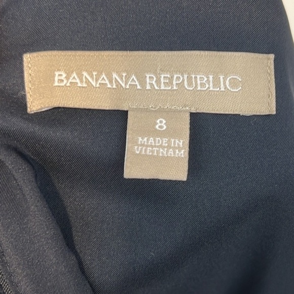 Banana Republic Navy Sleek Flounce Midi Sleeveless Shift Dress Ruffle Trim 8‎ - Picture 6 of 12